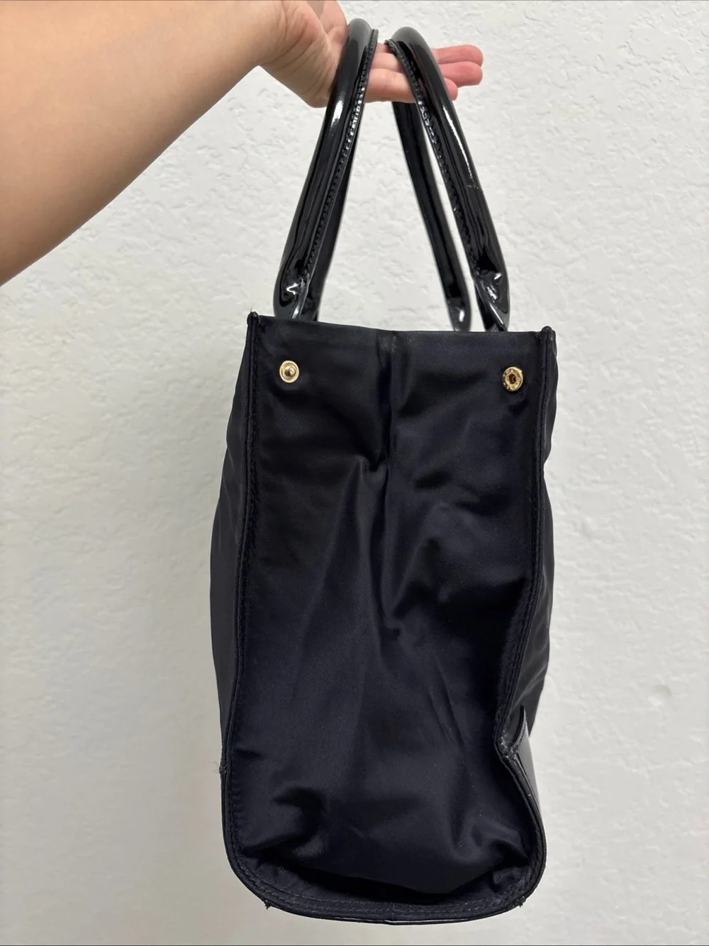 Tory Burch Black Patent Trim Nylon Tote